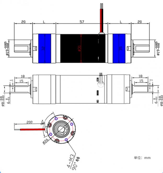 24V caixa de engrenagens planetária de duas extremidades de alto binário PG32-31ZY-PG 24V motor de desaceleração micro DC 0