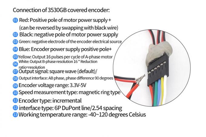 Motor excêntrico 1600rpm 37mm Hall Encoder Cap Protective da engrenagem eixo do torque alto 13