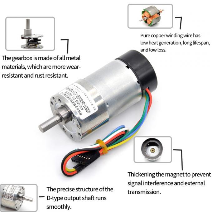 Motor excêntrico 1600rpm 37mm Hall Encoder Cap Protective da engrenagem eixo do torque alto 17